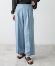 【洗える】綿麻マリンワイドデニムパンツ