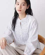 【着映え/洗える】フロントフリルブラウス