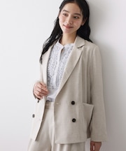 【セットアップ可/洗える】リネンライクダブルジャケット