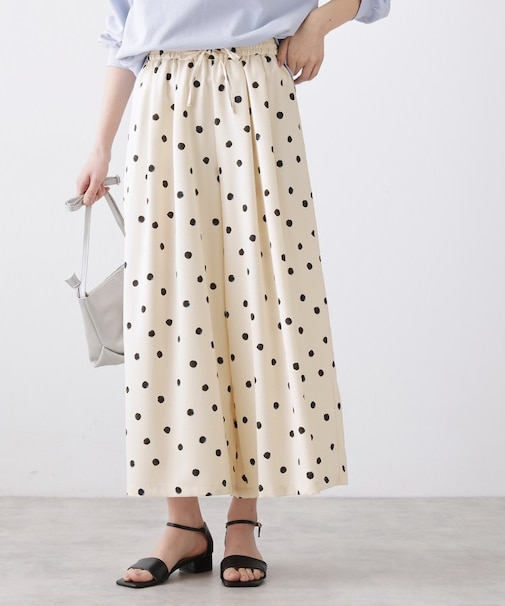 【洗える】ドットワイドパンツ