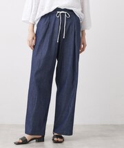 【洗える】綿麻ドロストライトデニムパンツ
