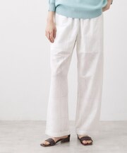 【セットアップ可/ウエストゴム】刺繍スクエアレースワイドパンツ
