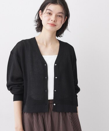 【洗える】コットンブレンドVネックカーディガン