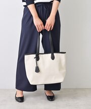 【A4収納可】キャンバス×レザー調トート