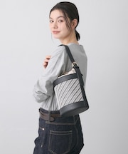 ストライプ柄バッグコンビバケツショルダー