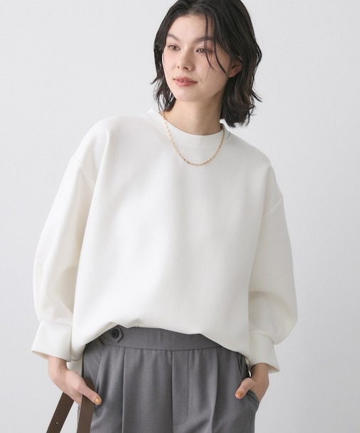 【洗える】8分袖ボンディングカットソー