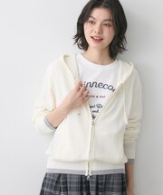 【洗える】リネン混フーデッドパーカー