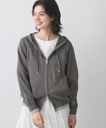 【洗える】リネン混フーデッドパーカー