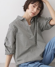 【洗える】スキッパーシャツブラウス