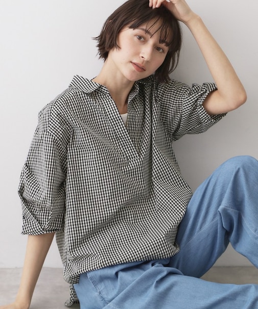 【洗える】スキッパーシャツブラウス