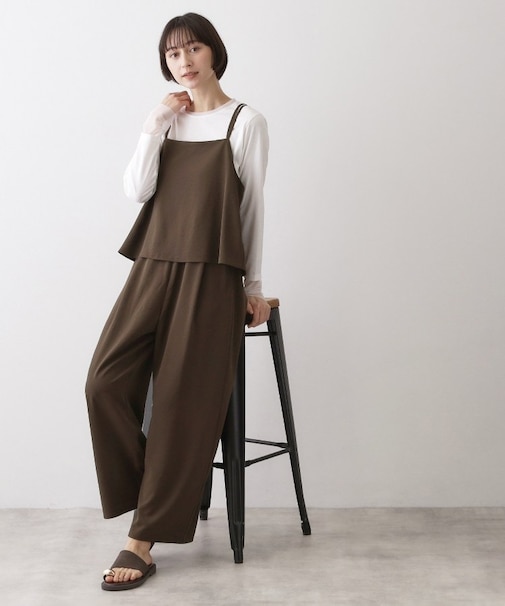 【吸汗速乾/洗える】リラクシーキャミサロペット