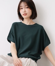 【洗える】後ろボタンフレンチスリーブニット