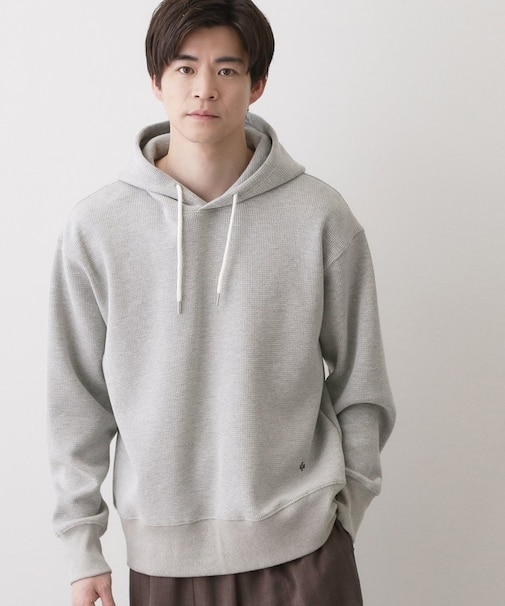 【ユニセックス/洗える】ワッフルフードスウェット