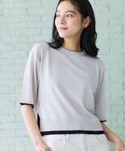 【洗える】バイカラーボクシーシルエットニット