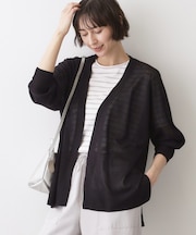 【洗える】ミドル丈シアーカーディガン