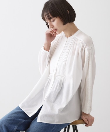 【洗える】インドコットン刺繍ブラウス