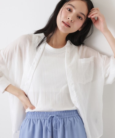 【洗える】シアーカラーシャツ