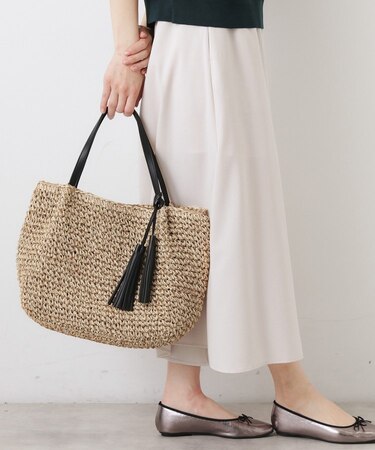 ペーパーメッシュ タッセル付き配色トート