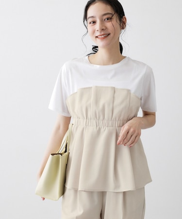 【セットアップ可/UVカット/洗える】ビスチェドッキングTシャツ