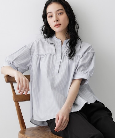 【洗える】ストライプスキッパーシャツ