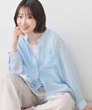 【洗える】ドロストリングシアーシャツ