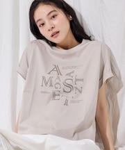 【洗える】美光沢カットソーロゴTシャツ