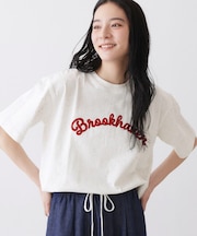 【ユニセックス/洗える】ネップロゴ刺繍Tシャツ