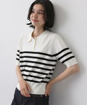 ポロ衿ハーフスリーブニット