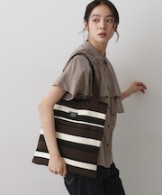 【マシンウォッシャブル・A4収納可】ランダムボーダーニットBAG