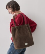 フェイクファー縦長トートバッグ