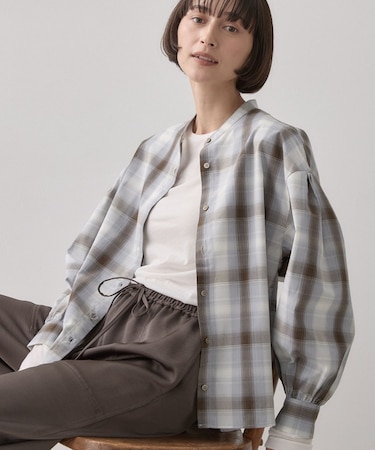 【手洗い可/シワになりにくい】オンブレーチェックシャツ