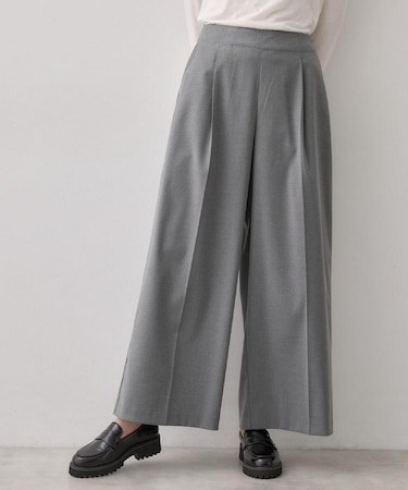 【後ろウエストゴム】センタープレスワイドパンツ