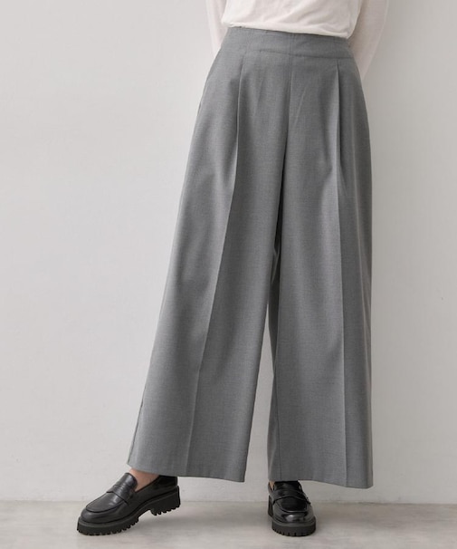【後ろウエストゴム】センタープレスワイドパンツ