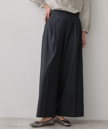 【後ろウエストゴム】センタープレスワイドパンツ