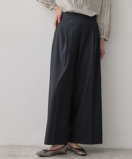 【後ろウエストゴム】センタープレスワイドパンツ
