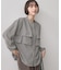 【秋羽織り/洗える】ハウンドトゥースフリルブラウス