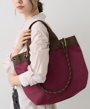 【軽量・2WAY】キャンバスライク 配色トートバッグ