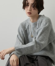 【洗濯機OK/サスティナブル/6色展開】編地切替ラグラン ニットプルオーバー