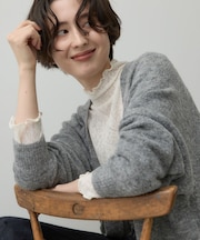 【洗える】モヘアブレンドニット ボタンレスカーディガン
