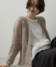 【洗える】モヘアブレンドニット ボタンレスカーディガン
