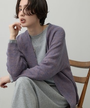 【洗える】モヘアブレンドニット ボタンレスカーディガン