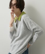 モヘヤライク 衿バイカラーニット
