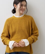 【洗濯機OK】ネップミックス畦 ラグランニット