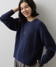 【洗濯機OK】ネップミックス畦 ラグランニット