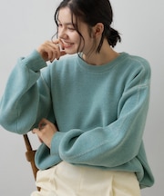 【洗える】ラインリブ ミニモールニット プルオーバー