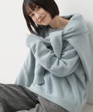 【洗える/ふんわりやわらかい】フォックスウールブレンド ニットプルオーバー