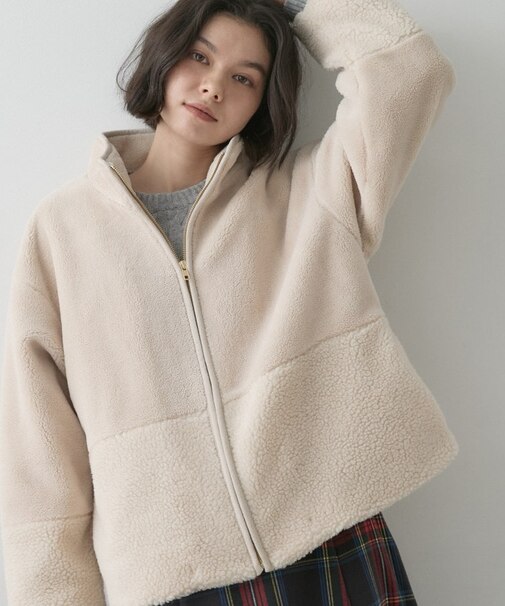【ふわモコ】切替ボアスタンドカラーブルゾン