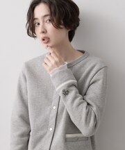 吊り編み裏毛 丸首カーディガン