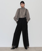 サスペンダー付きツイルワイドパンツ