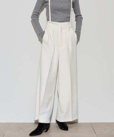 サスペンダー付きツイルワイドパンツ